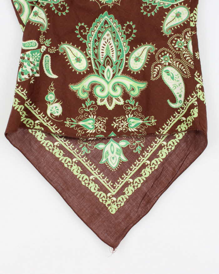 Y2k 00s Dess Brown &amp; Green Bandana Style Top - S