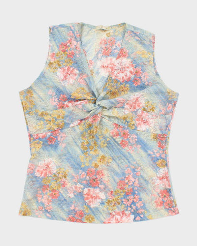 Vintage 90s Coin Lace Floral Top - L