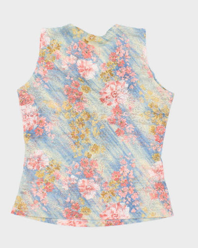 Vintage 90s Coin Lace Floral Top - L