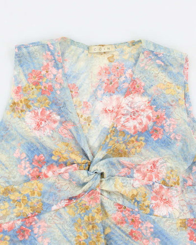 Vintage 90s Coin Lace Floral Top - L