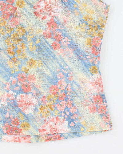 Vintage 90s Coin Lace Floral Top - L