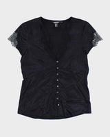 DKNY Silk Button-Up Shirt - S