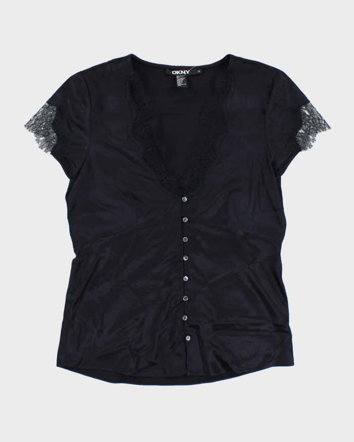 DKNY Silk Button-Up Shirt - S