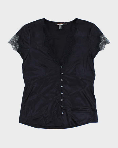 DKNY Silk Button-Up Shirt - S