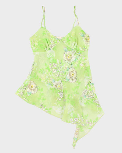 Y2k 00s Brody Green Asymmetric Hem Top - M