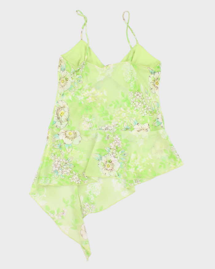 Y2k 00s Brody Green Asymmetric Hem Top - M