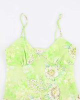 Y2k 00s Brody Green Asymmetric Hem Top - M