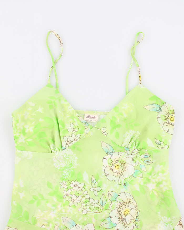 Y2k 00s Brody Green Asymmetric Hem Top - M