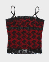 Y2k 00s Sentiments Red &amp; Black Lace Top - L