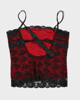 Y2k 00s Sentiments Red &amp; Black Lace Top - L