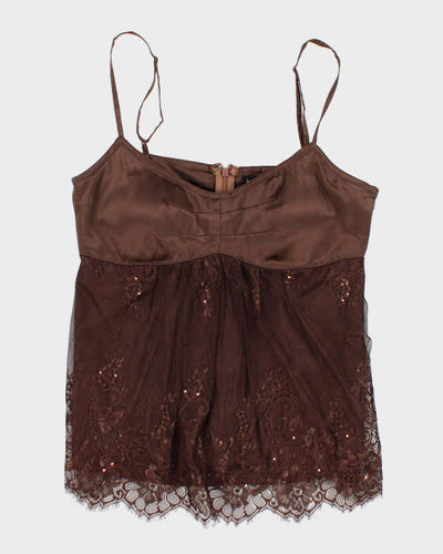 Y2k 00s Le Chateau Brown Cami Top - S
