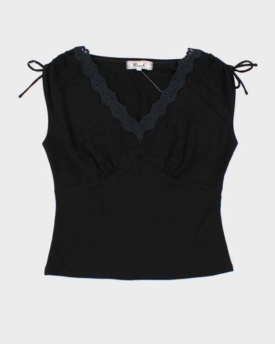 Y2k 00s Black Ruched Detail Top - S