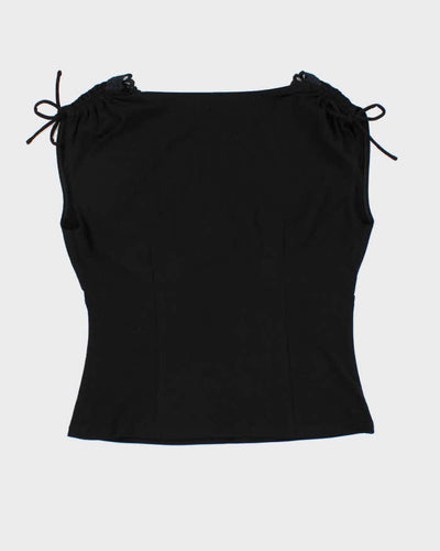 Y2k 00s Black Ruched Detail Top - S