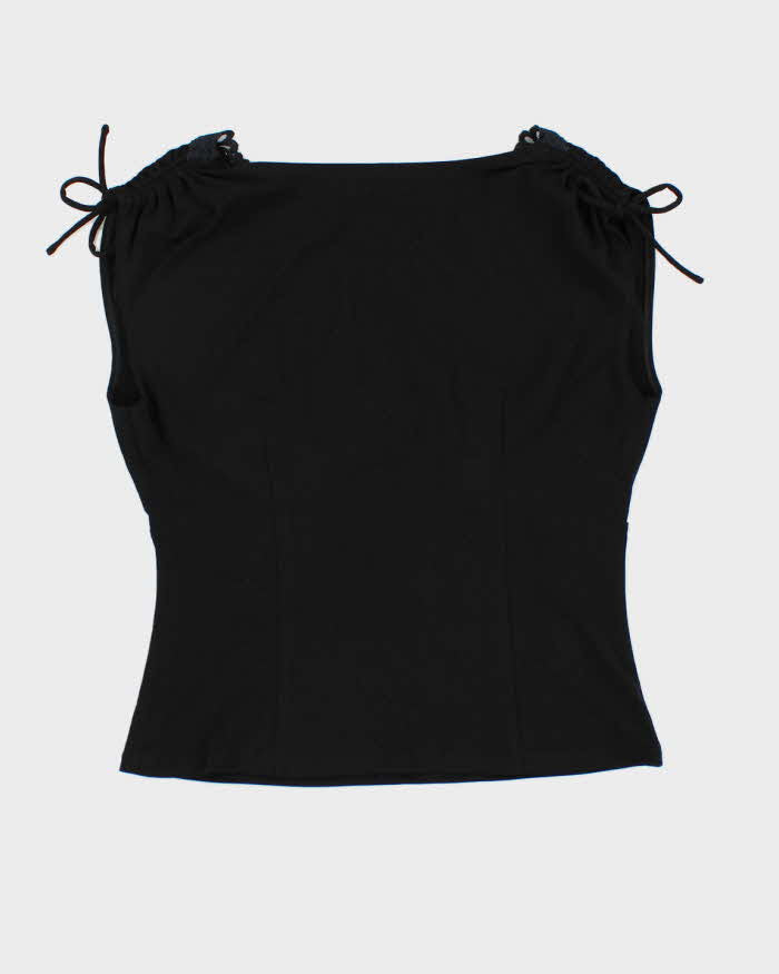 Y2k 00s Black Ruched Detail Top - S