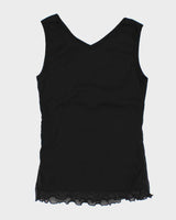 Y2k 00s Poet Black Double Layer Mesh Top - S