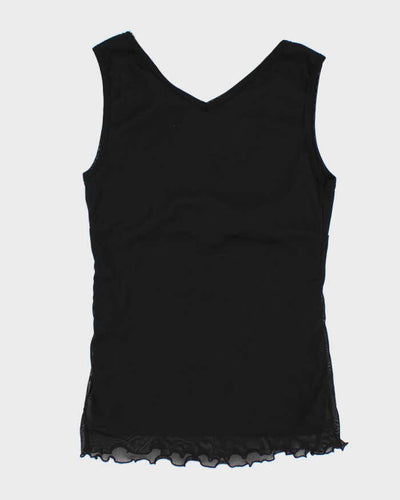 Y2k 00s Poet Black Double Layer Mesh Top - S