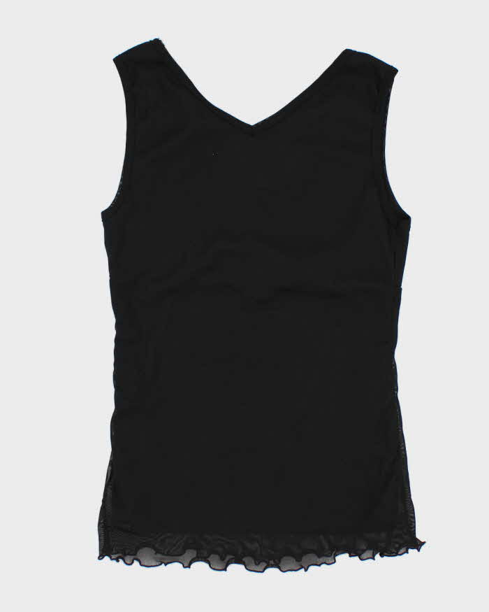 Y2k 00s Poet Black Double Layer Mesh Top - S