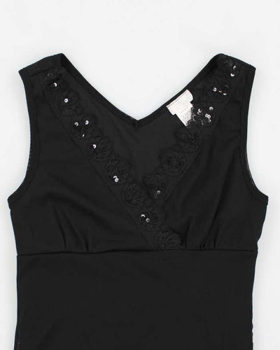 Y2k 00s Poet Black Double Layer Mesh Top - S