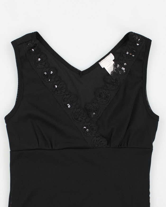 Y2k 00s Poet Black Double Layer Mesh Top - S