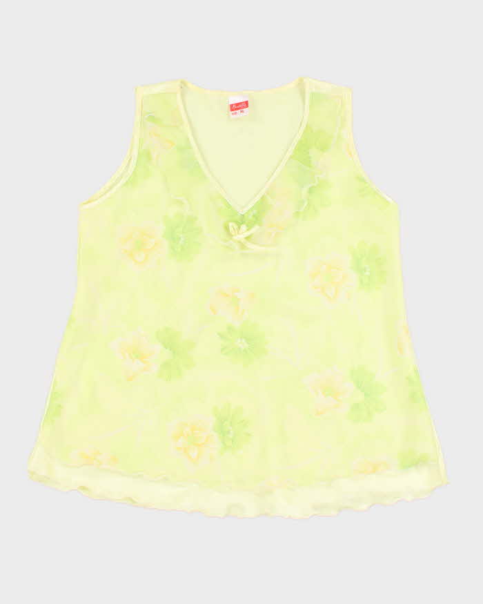 90s Lettuce Hem Floral Top - XL