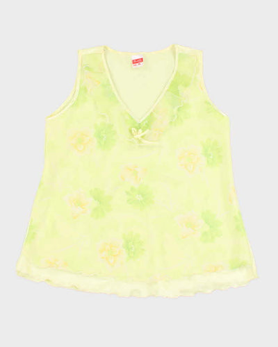 90s Lettuce Hem Floral Top - XL