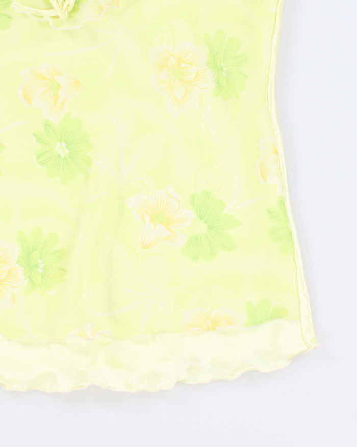 90s Lettuce Hem Floral Top - XL