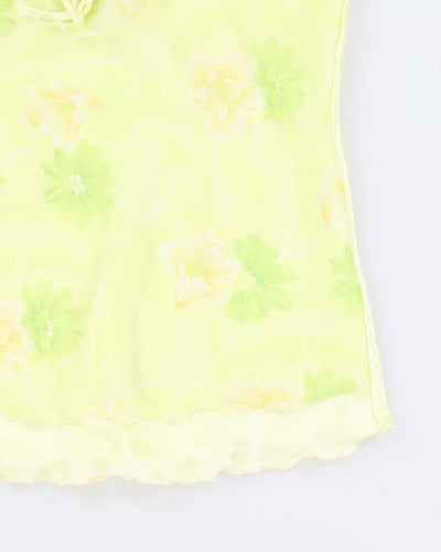 90s Lettuce Hem Floral Top - XL