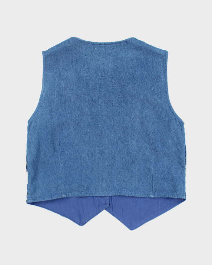 Vintage Denim Embroidered Waistcoat - M