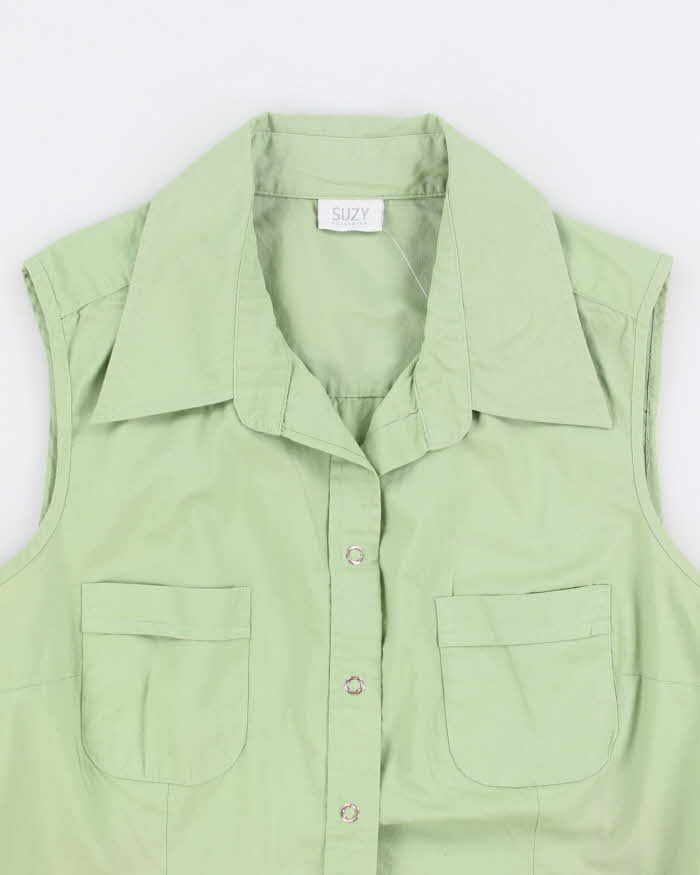 90s Suzy Green Sleeveless Shirt - XS