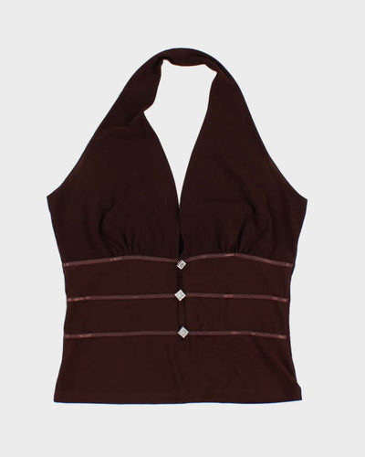 Vintage 00s Y2k Oops Brown Halter Top - S