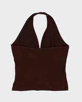 Vintage 00s Y2k Oops Brown Halter Top - S