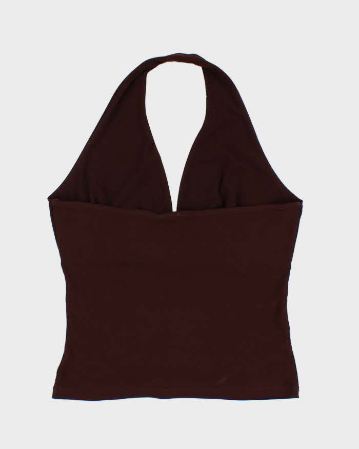 Vintage 00s Y2k Oops Brown Halter Top - S
