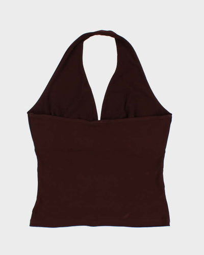 Vintage 00s Y2k Oops Brown Halter Top - S