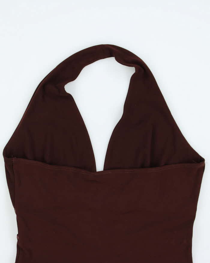 Vintage 00s Y2k Oops Brown Halter Top - S