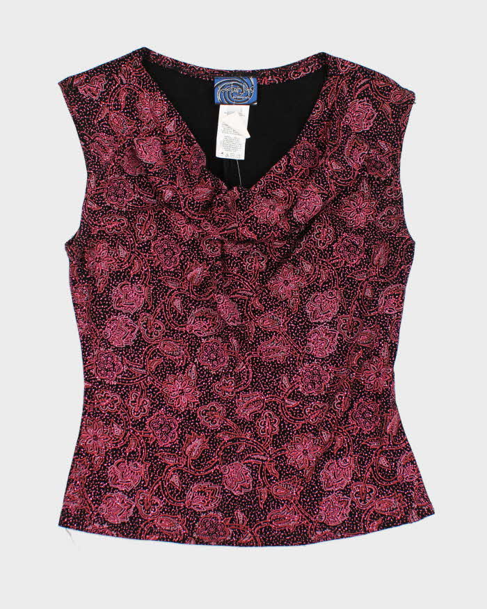 Y2k 00s Scooter Cowl Neck Glitter Top - M