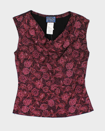 Y2k 00s Scooter Cowl Neck Glitter Top - M