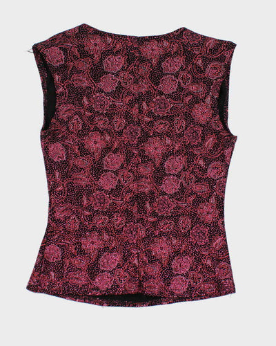 Y2k 00s Scooter Cowl Neck Glitter Top - M