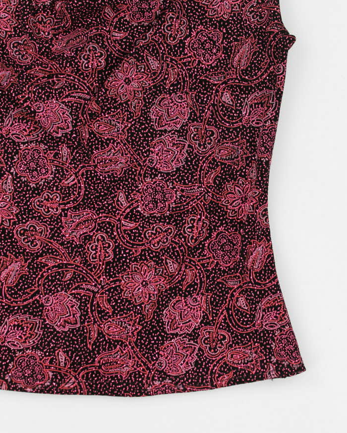 Y2k 00s Scooter Cowl Neck Glitter Top - M