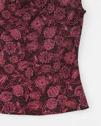 Y2k 00s Scooter Cowl Neck Glitter Top - M