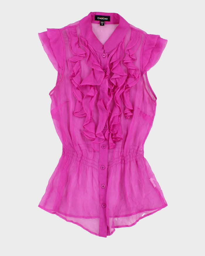 Y2k 00s Bebe Pink Ruffle Shirt - XS