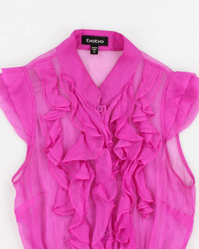 Y2k 00s Bebe Pink Ruffle Shirt - XS
