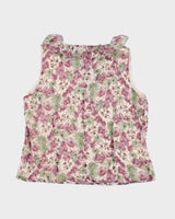 Vintage 90s Laura Ashley Floral Ruffle Silk Top - M