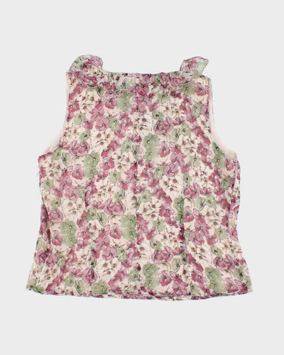 Vintage 90s Laura Ashley Floral Ruffle Silk Top - M