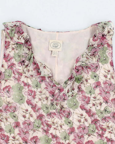 Vintage 90s Laura Ashley Floral Ruffle Silk Top - M