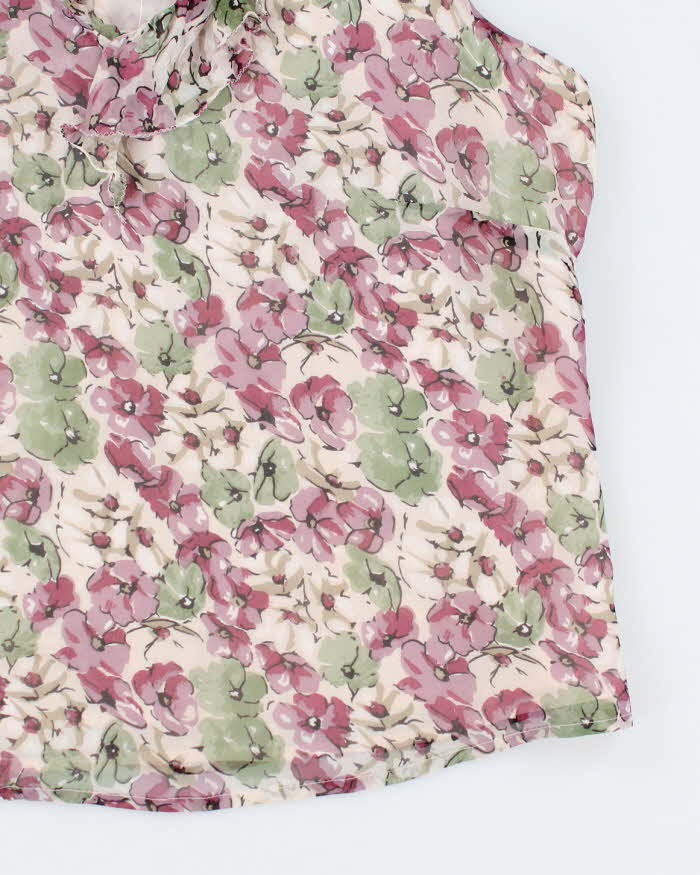 Vintage 90s Laura Ashley Floral Ruffle Silk Top - M