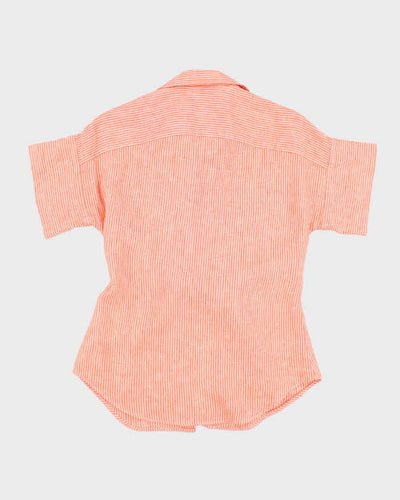 Ralph Lauren Orange Striped Blouse With Tie Detail - XS