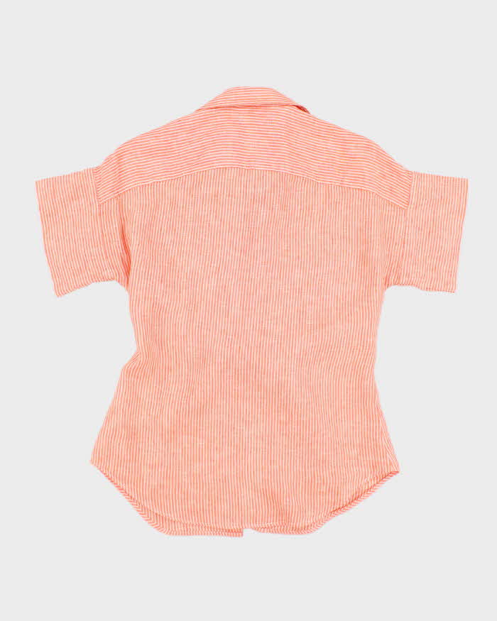 Ralph Lauren Orange Striped Blouse With Tie Detail - XS