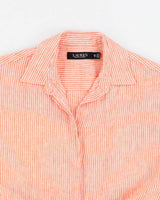 Ralph Lauren Orange Striped Blouse With Tie Detail - XS