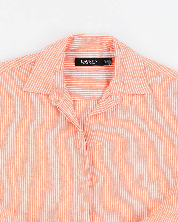 Ralph Lauren Orange Striped Blouse With Tie Detail - XS