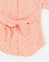 Ralph Lauren Orange Striped Blouse With Tie Detail - XS
